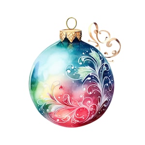 12 vintage gekleurde kerstbal clipart 2, afdrukbare aquarel clipart, hoge kwaliteit JPG, digitale download, Paper Craft, junk tijdschriften