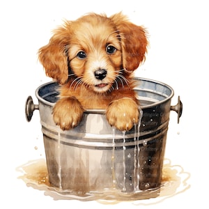 10 Welpe Clipart, süße Welpe, Hund Clipart, druckbare Aquarell Clipart, hochwertige JPGs, digitaler Download, Papiermodell, Junk Journals