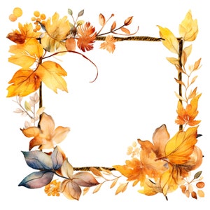 20 Autumn Leaves Frames Clipart, Clipart bordi cornice, clipart acquerello stampabile, download digitale, mestiere di carta, diari spazzatura