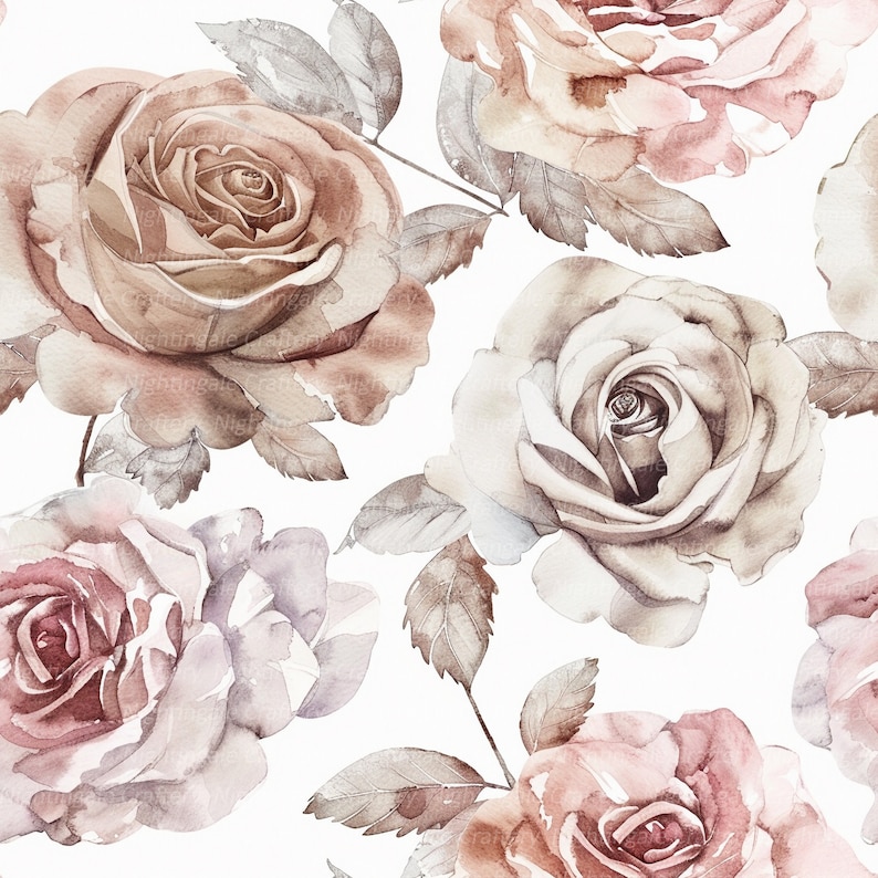 18 Pink Roses Background, SEAMLESS Roses Pattern, Digital Paper Pack ...