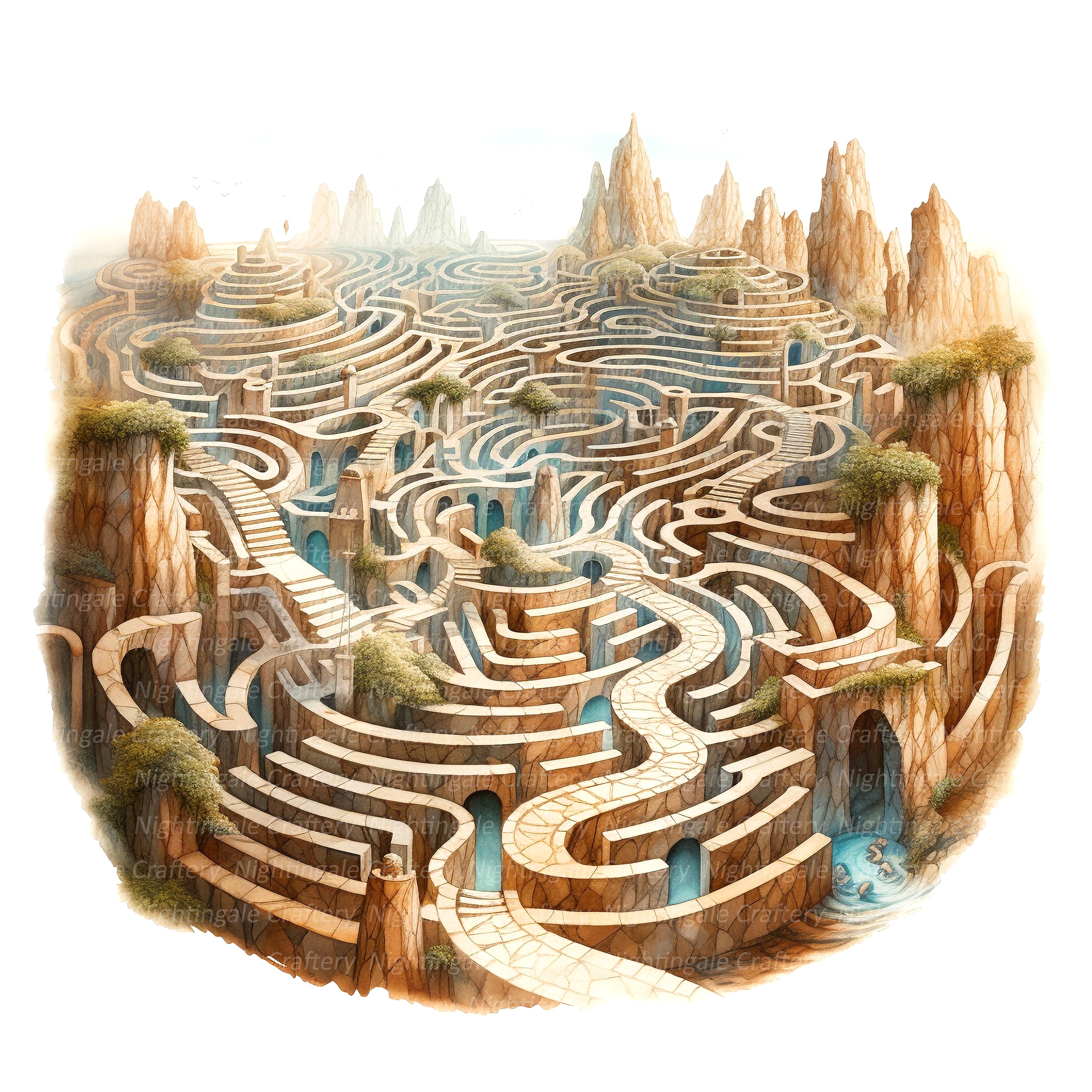 Fiary Labryinth 10 Labyrinth Clipart, Antique Labyrinth, Fairy Labyrinth, Printable ...