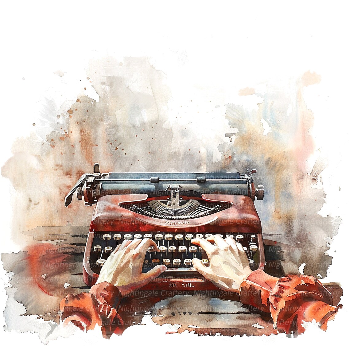 Writer Hand For Design 12 Writer Hands Clipart, Typewriter Clipart, Printable Watercolor ...