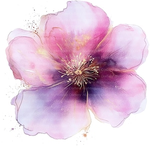 10 Clipart di fiori astratti, fiori viola, stampa di fiori, clipart di acquerelli stampabili, JPG di alta qualità, download digitale, artigianato di carta