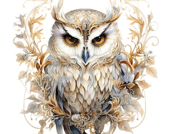16 Christmas Owl, Owl Clipart, Barn Owl Clipart, Digital Clipart, Watercolor clipart, High Quality PNGs, Printable clipart, Digital download