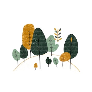 13 abstracte bomen landschap clipart, bos, afdrukbare aquarel clipart, hoge kwaliteit jpg's, digitale download, Paper Craft, junk journal