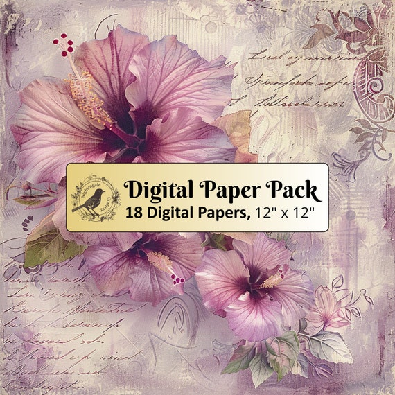 18 Vintage Hibiscus Background Papers, 12 X 12 Digital Paper Pack, Junk Journal Paper, Scrapbook Paper, Printable Paper, High Quality Jpgs - Etsy 18 Vintage Hibiscus Background Papers, 12 X 12 Digital Paper Pack, Junk Journal Paper, Scrapbook Paper, Printable Paper, High Quality Jpgs - Etsy