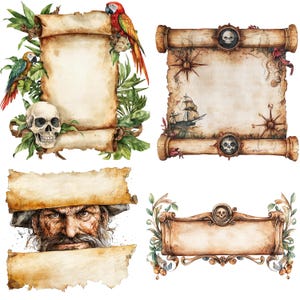 16 Pirate Theme Scroll Clipart, Vintage Scroll, High Quality Jpgs ...