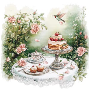13 Chá de rosas, Chá de clipart, Clipart de aquarela para impressão, JPGs de alta qualidade, Download digital, Artesanato em papel, diário de lixo