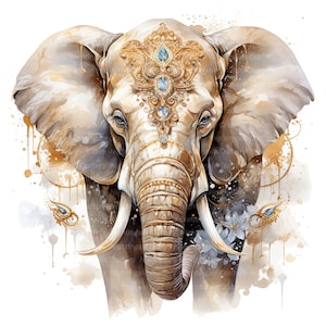 10 wunderschöne Elefanten Clipart, Luxus Elefant, druckbare Aquarell Clipart, hochwertige JPGs, digitaler Download, Papierhandwerk, Junk Journal