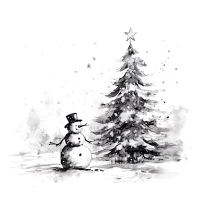 14 cliparts de bonhomme de neige, art à l'encre, clipart Noël, clipart aquarelle imprimable, PNG de haute qualité, téléchargement numérique, créations en papier, journal indésirable