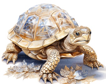 8 Jeweled Tortoise Clipart, Schildkröte Clipart, druckbare Aquarell Clipart, hochwertige JPG, digitaler Download, Papiermodell, Junk Journal