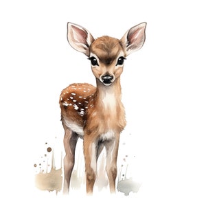 10 Fawn Baby Clipart, Bemby for Nursery, Printable Watercolor Clipart ...