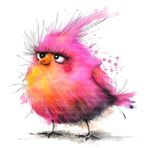 10 Imágenes prediseñadas de pájaros caprichosos, pájaros punk, imágenes prediseñadas digitales, imágenes prediseñadas de acuarela, JPG de alta calidad, imágenes prediseñadas imprimibles, descarga digital, artesanías