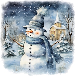 12 boneco de neve conjunto 3 clipart, clipart de Natal, clipart aquarela imprimível, 12 JPGs de alta qualidade, download digital, artesanato em papel, diário de lixo eletrônico