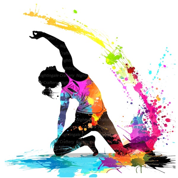 9 Yoga Fitness, Yoga Clipart, Meditation, Printable Watercolor clipart, High Quality JPG, Digital download, Paper craft, junk journal
