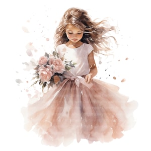 10 Hochzeit Blumenmädchen Clipart, Hochzeit Clipart, druckbare Aquarell Clipart, hohe Qualität JPG, digitaler Download, Papiermodell, Junk Journal