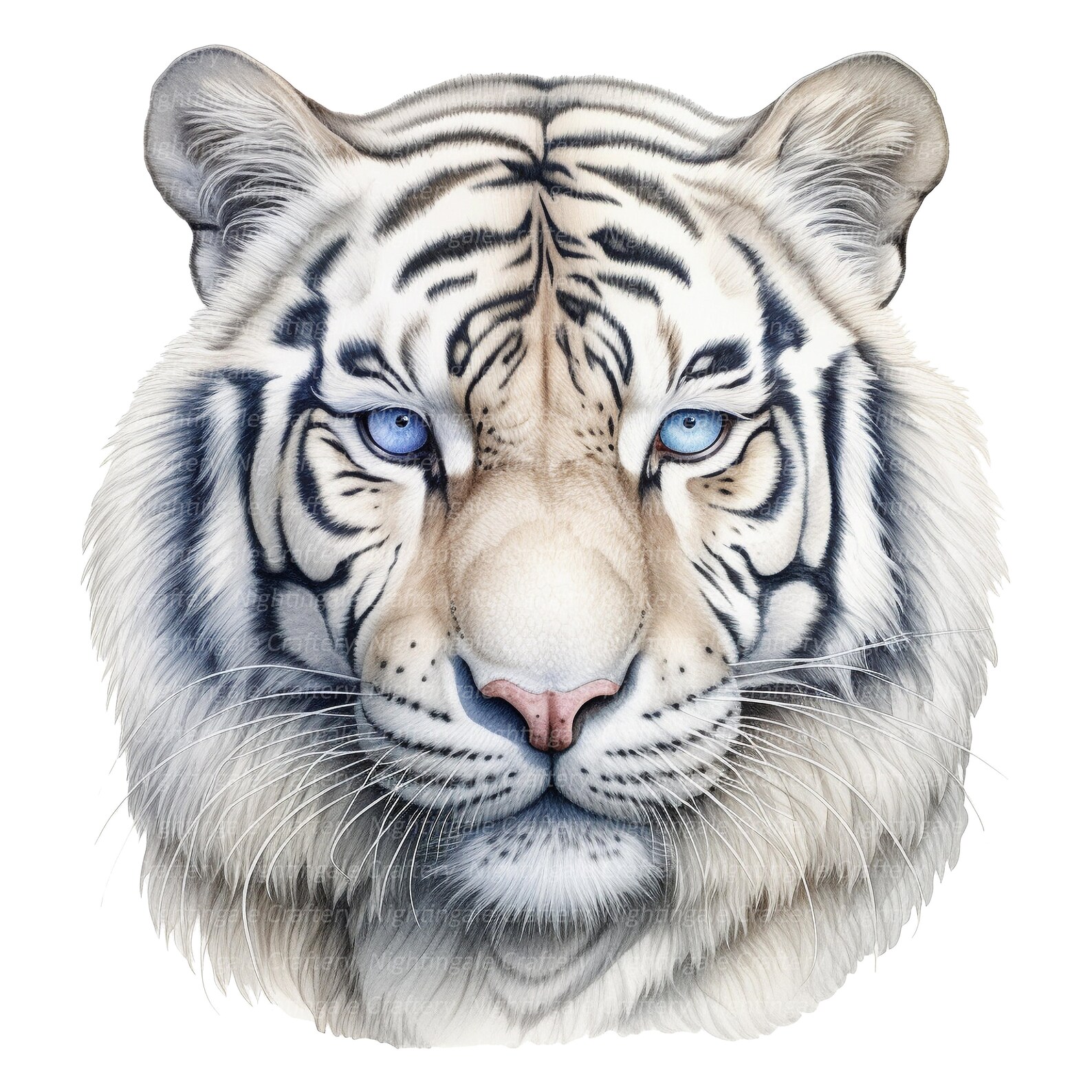 10 White Tiger Clipart, Watercolor Tiger, Printable Watercolor Clipart