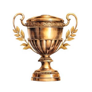 12 Clipart trofeo d'oro, trofeo stampabile, clipart acquerello stampabile, JPG di alta qualità, download digitale, artigianato di carta, diari spazzatura