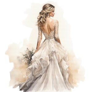 14 Wedding Couple Clipart, Wedding, Bride, Printable Watercolor Clipart ...