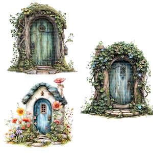 14 Feenhaus Türen Clipart, Feentüren, druckbare Aquarell Clipart, hochwertige JPGs, digitaler Download, Papiermodell, Junk Journals