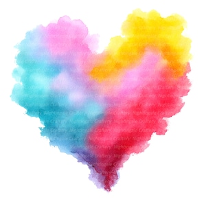 12 Colorful Heart Clipart, Watercolor Hearts, Digital Clipart, Watercolor clipart, Printable clipart, Digital download, Paper crafts
