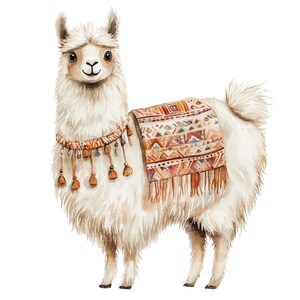 10 Lama Clipart, Lama, Rolig Lama, Utskrivbar Akvarell Clipart, Högkvalitativa JPG/PNG-bilder, Digital nedladdning, Hög upplösning, Papperspyssel bild 8