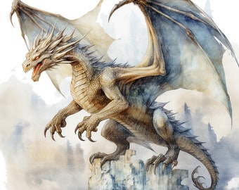 14 ドラゴン クリップアート、中国龍、印刷可能な水彩クリップアート