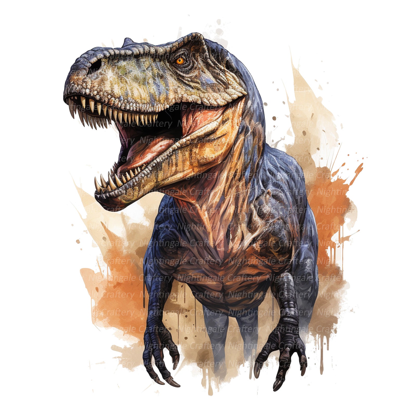 9 T Rex Clipart, Tyrannosaurus Clipart, Printable Watercolor Clipart ...
