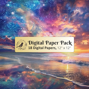 18 Magical Sunset background papers, 12 x 12 Digital Paper pack, Junk Journal Paper, Scrapbook paper, Printable Paper, High Quality JPGs