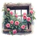 10 Floral Windows Clipart, Roses Windows Clipart, Floral Wall ...