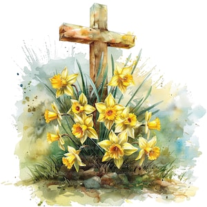 13 Kreuz Frühlingsblumen Clipart, Blumenkreuz, Vergissmeinnicht, druckbare Aquarell Clipart, hochwertige JPGs, digitaler Download, Papierhandwerk