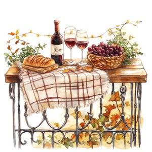 11 Wine Party Clipart, Wine Clipart, Autumn, Printable Watercolor clipart, High Quality JPGs, Digital download, Paper craft, junk journals