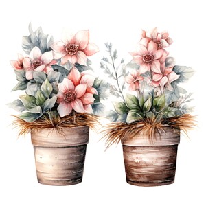 14 Rustic Flower Pots Clipart, Rustic Pots, Printable Watercolor clipart, High Quality JPGs, Digital download, Paper craft, junk journals image 6