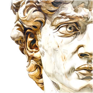 10 David Statue Clipart, David Sculpture Clipart, Printable Watercolor ...