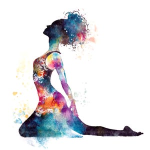 10 Donna che fa yoga Clipart 2, Immagini di meditazione, Clipart acquerello stampabile, JPG di alta qualità, Download digitale, Carta artigianale, diario