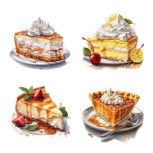 20 おいしいケーキスライス クリップアート、ケーキ クリップアート、印刷可能な水彩クリップアート、高品質 JPG、デジタル ダウンロード、ペーパー クラフト、ジャンク ジャーナル