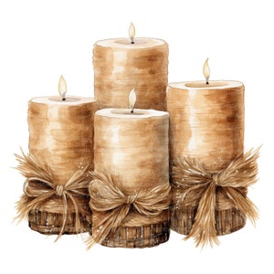 10 Rustic Candles Clipart, Candle Clipart, Printable Watercolor Clipart ...