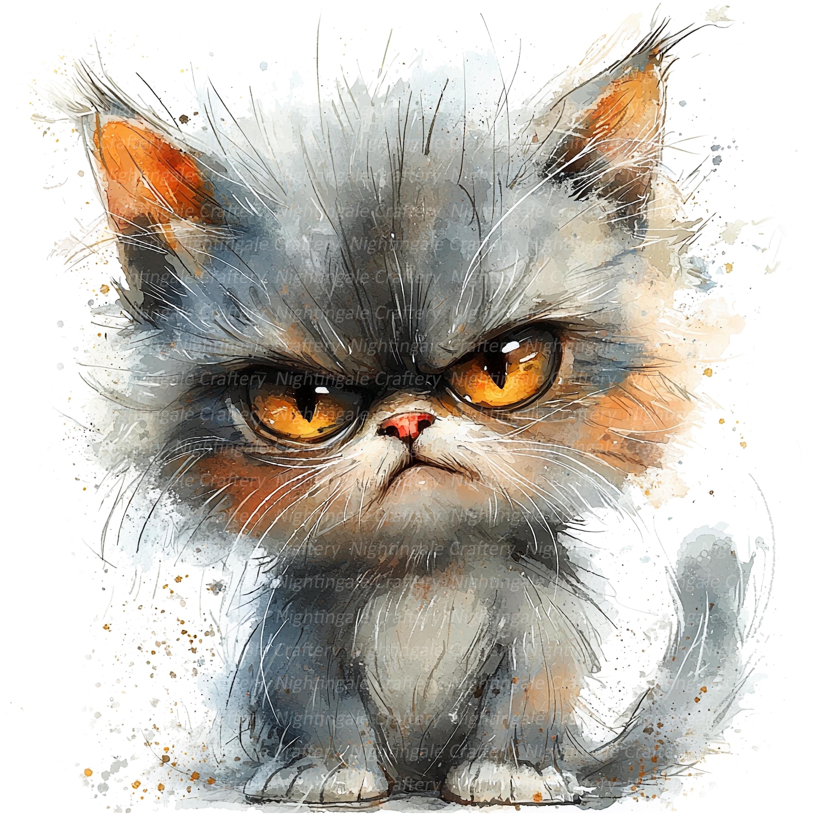 Gumpy Kitten 13 Grumpy Kitten Clipart, Cute Kitten Cat, Printable Watercolor Clipart ...