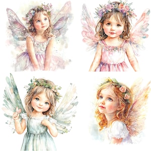 13 kleine meisjesfee clipart, meisje clipart, afdrukbare aquarel clipart, hoge kwaliteit jpg's, digitale download, Paper Craft, ongewenste tijdschriften