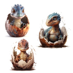 14 Dinosaur Hatching Clipart, Dinosaur Egg, Printable Watercolor ...