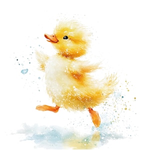 8 speelse eendje clipart, verjaardag clipart, afdrukbare aquarel clipart, hoge kwaliteit jpg's, digitale download, Paper Craft, junk tijdschriften
