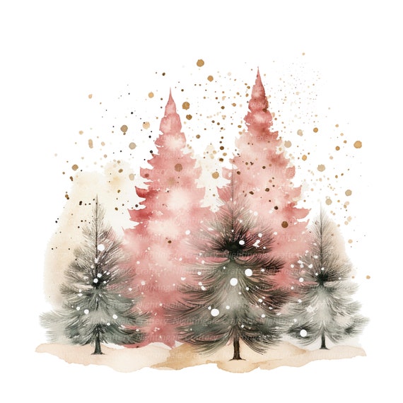 11 Christmas Card Clipart, Gold Glitter, Printable Watercolor clipart, High Quality JPG, Digital download, Paper craft, junk journal