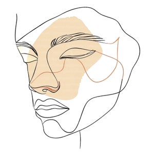 9 imágenes prediseñadas de cara de mujer, impresión de arte de línea facial, imágenes prediseñadas de acuarela imprimibles, JPG de alta calidad, descarga digital, artesanía en papel, diarios basura