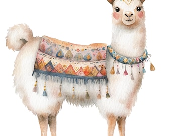 10 Lama Clipart, Llama,  Funny Lama, Printable Watercolor clipart, High Quality JPG/PNGs, Digital download, High resolution, Paper crafts