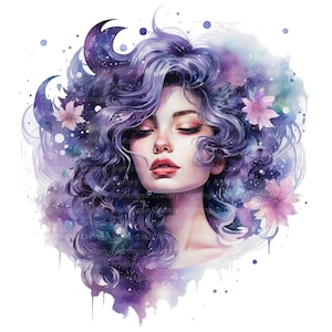 12 Fashion Girl Clipart, Donna floreale astratta, Clipart acquerello stampabile, JPG di alta qualità, download digitale, Mestiere di carta, diario spazzatura