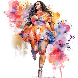 12 clipart modello curvy, moda donna curvy, clipart acquerello stampabile, JPG di alta qualità, download digitale, artigianato con la carta, journaling