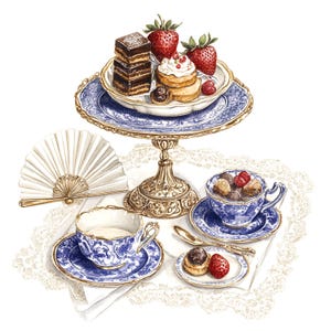 9 luxe Royal Tea Cups, Tea Party Clipart, Afdrukbare aquarel clipart, Hoge kwaliteit JPG, Digitale download, Papercraft, Junk Journal