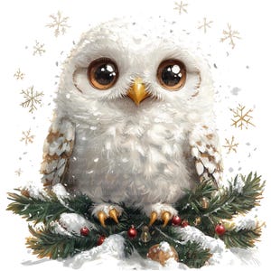 11 Eule Weihnachten Clipart, Weihnachtskarte, druckbare Aquarell Clipart, hochwertige JPGs, digitaler Download, Papierhandwerk, Junk Journals