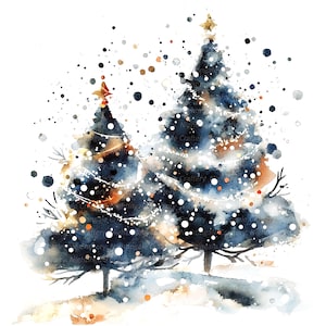 16 imágenes prediseñadas de árboles de Navidad abstractos, abeto, imágenes prediseñadas de acuarela imprimibles, archivos JPG de alta calidad, descarga digital, manualidades de papel, diario basura