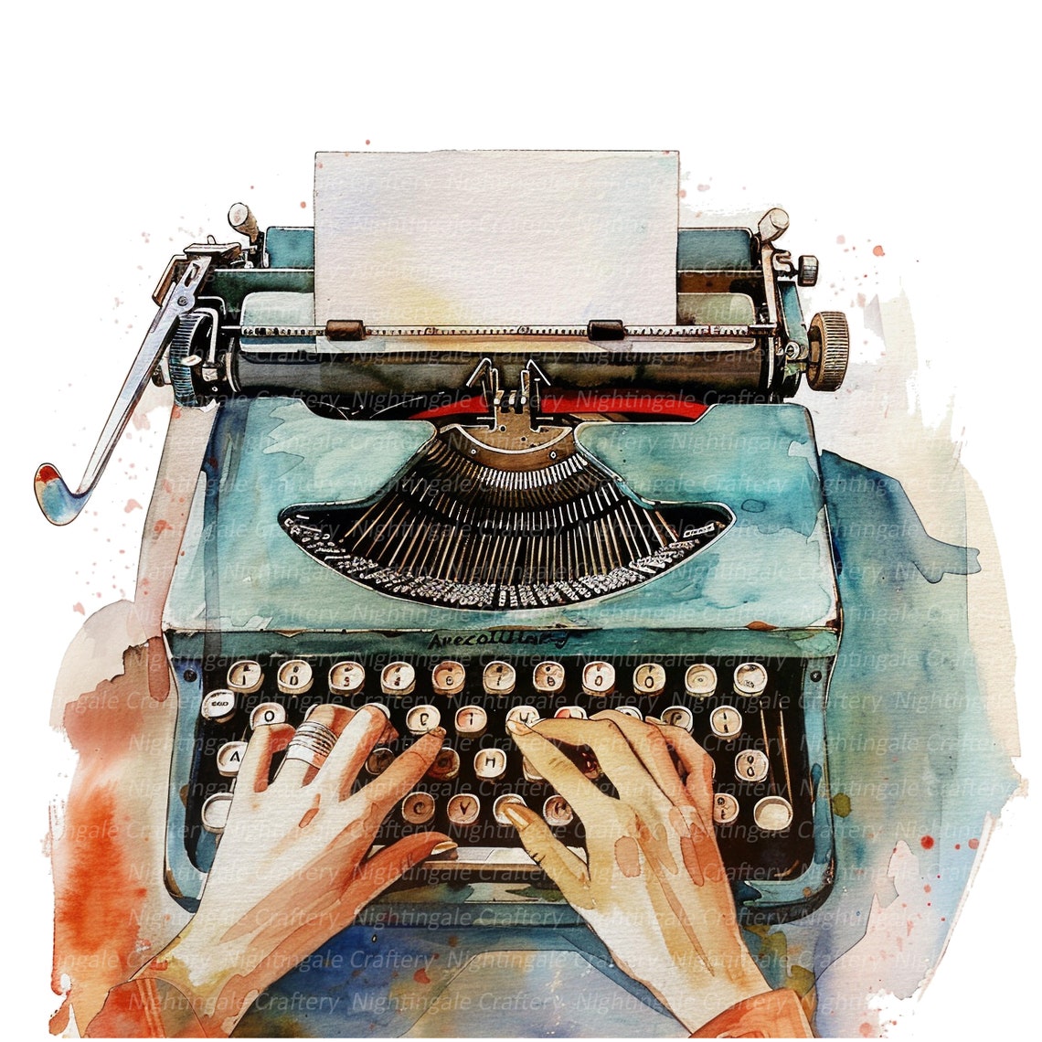 Writer Hand For Design 12 Writer Hands Clipart, Typewriter Clipart, Printable Watercolor ...